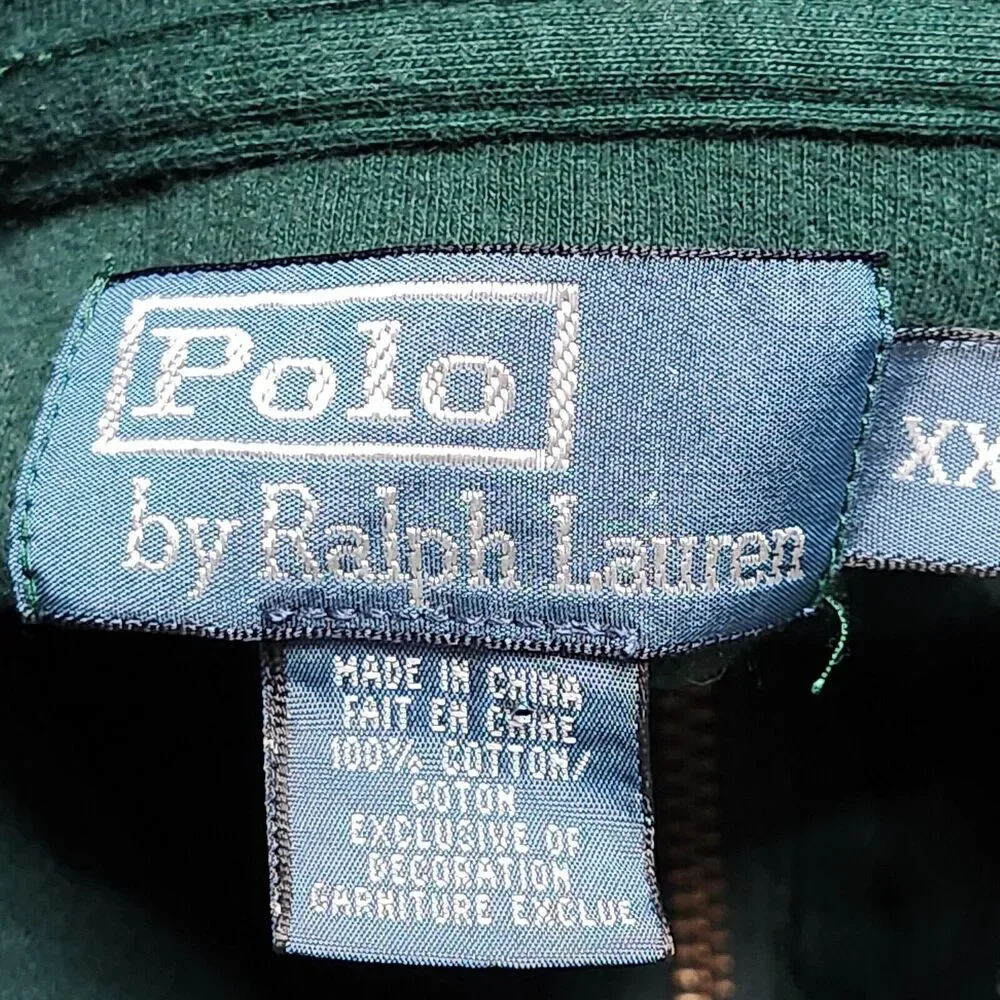 Polo Ralph Lauren Sweater Mens XXL 2XL Green Pony Knit Quarter Zip Mock Neck‎